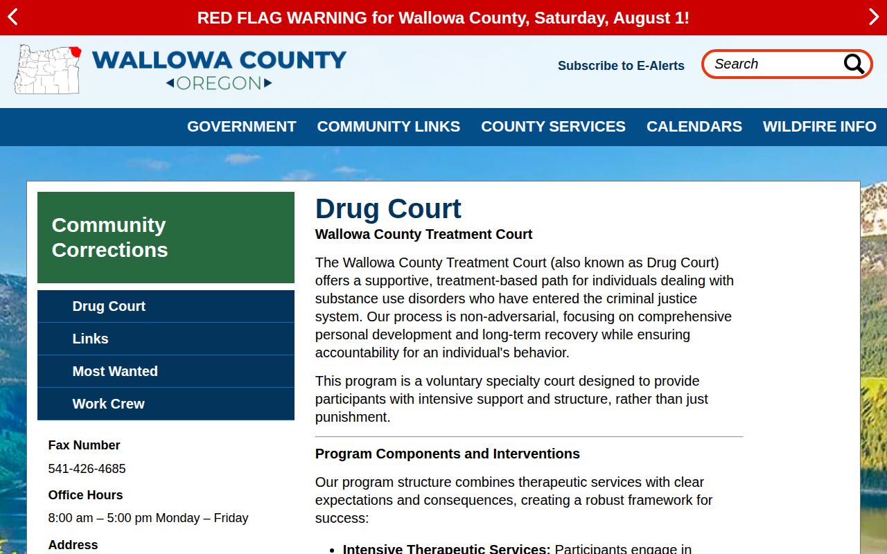 Wallowa County Community Corrections Treatment Court information