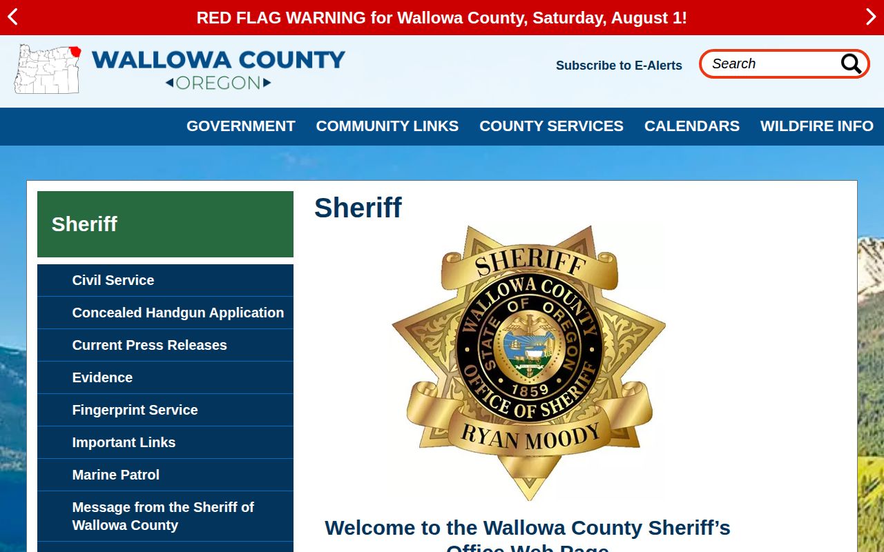 Wallowa County Sheriff contact for released inmate custody tracing