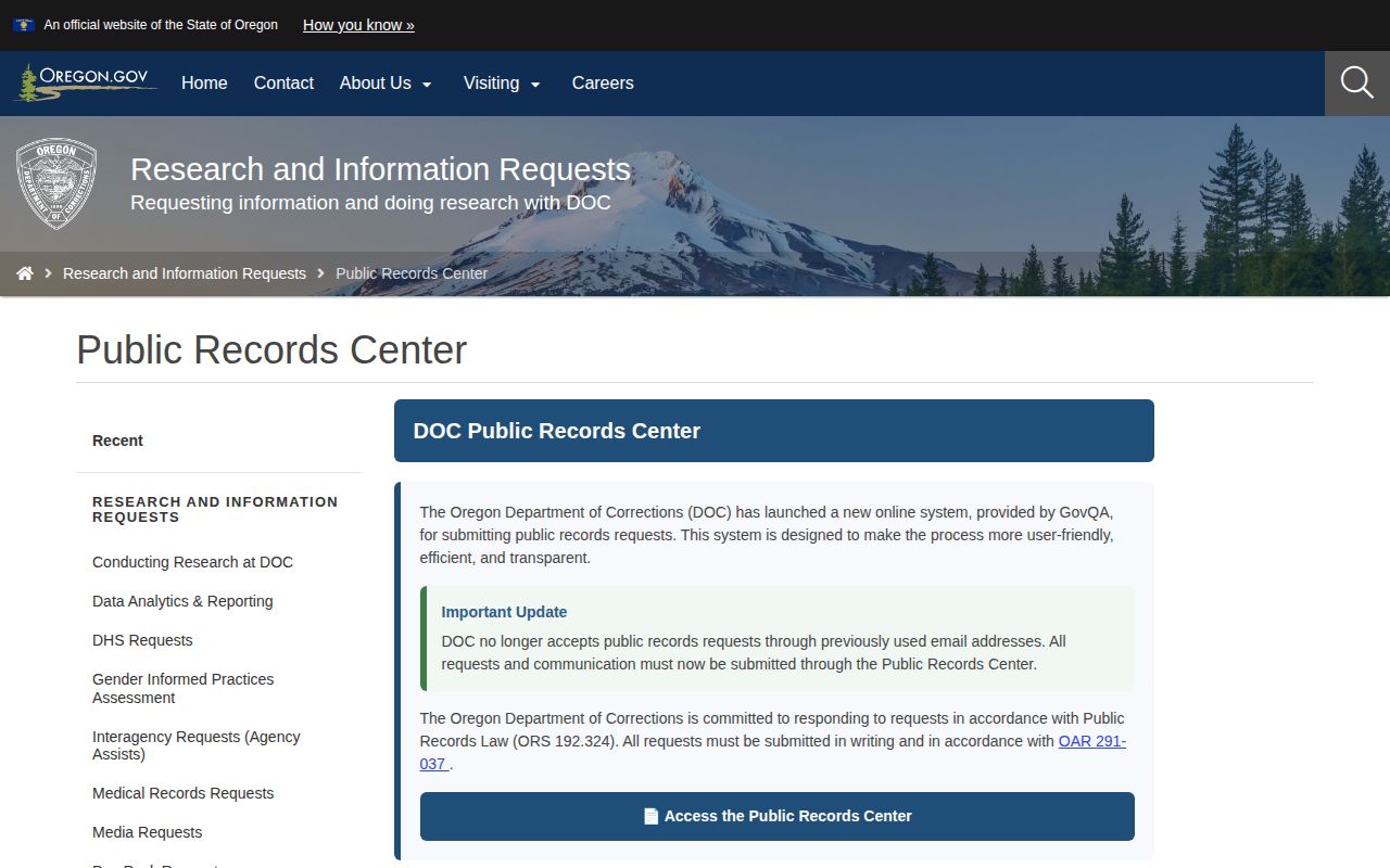 Oregon DOC record request for a Wallowa County projected release date